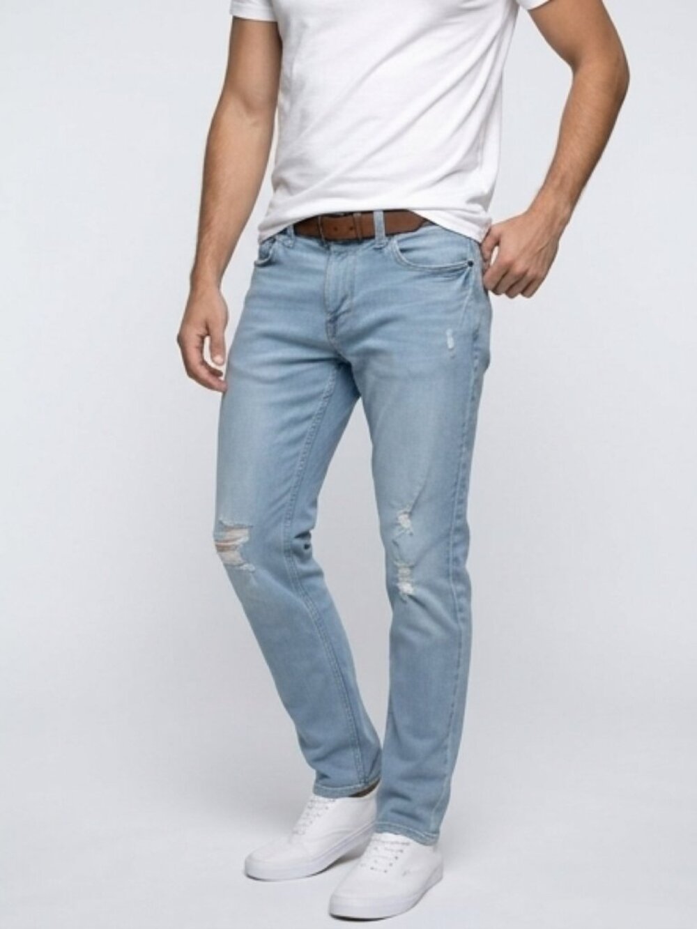 Hollister Light Blue Distressed Straight Leg Jeans